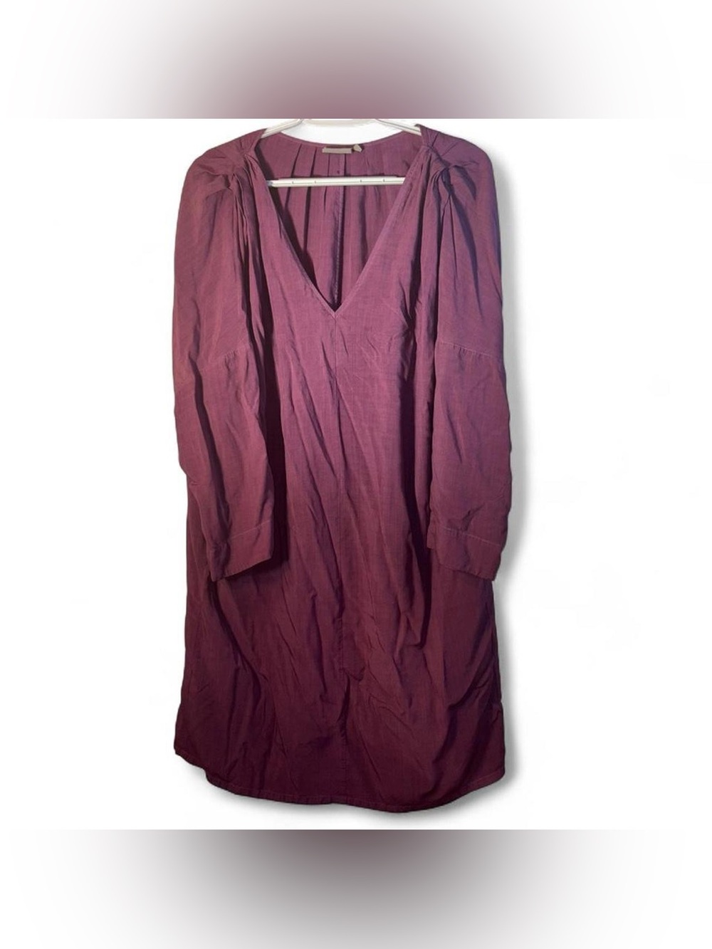 Women's Deep V-Neck Midi Dress in Plum